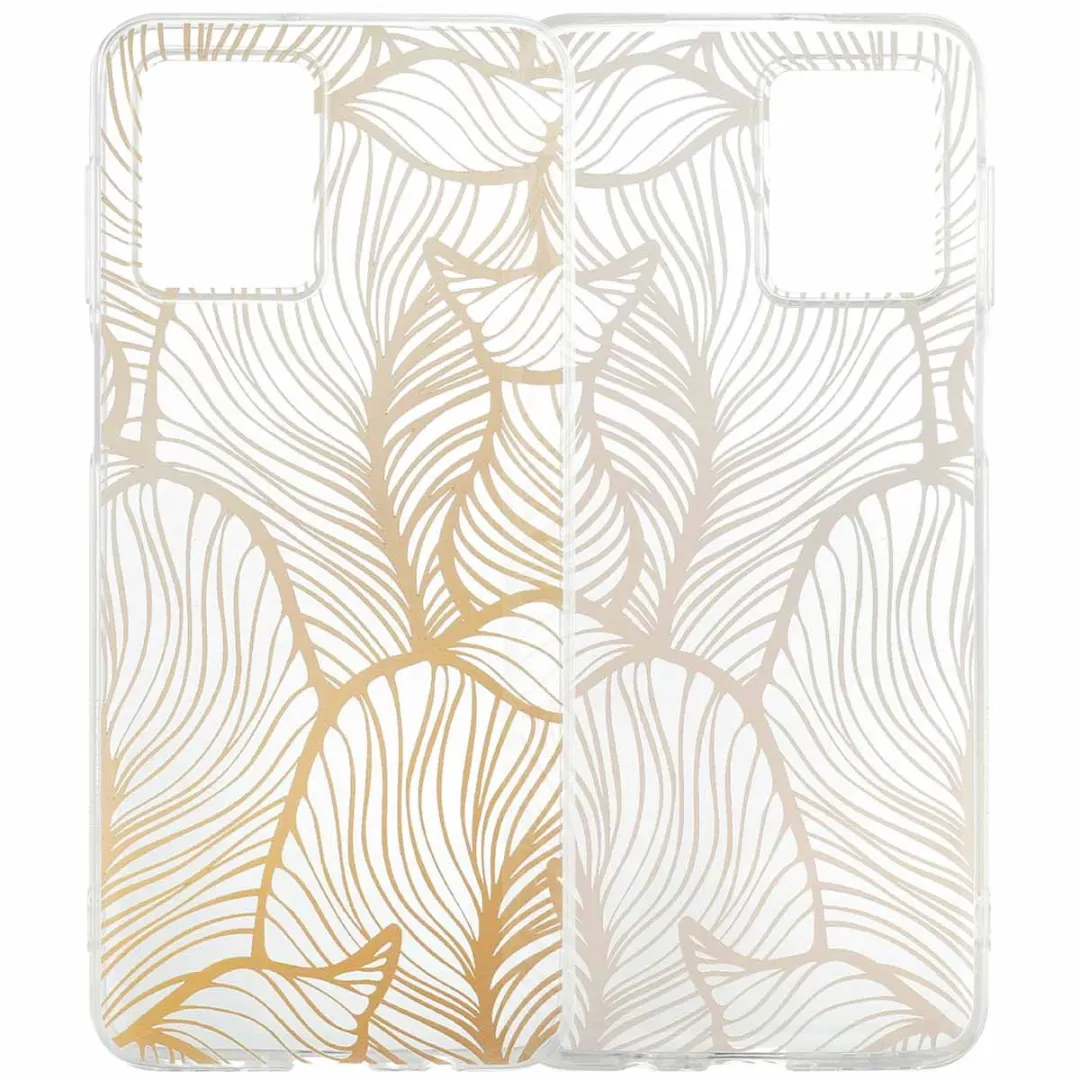 Imoshion Moto G54 Hoesje Golden Leaves Transparant