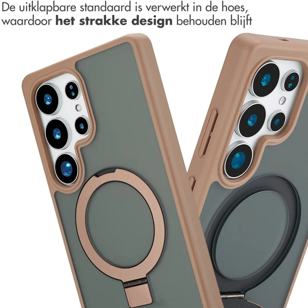 Accezz Hoesje Samsung Galaxy S25 Ultra Magnetische Ring - Bruin