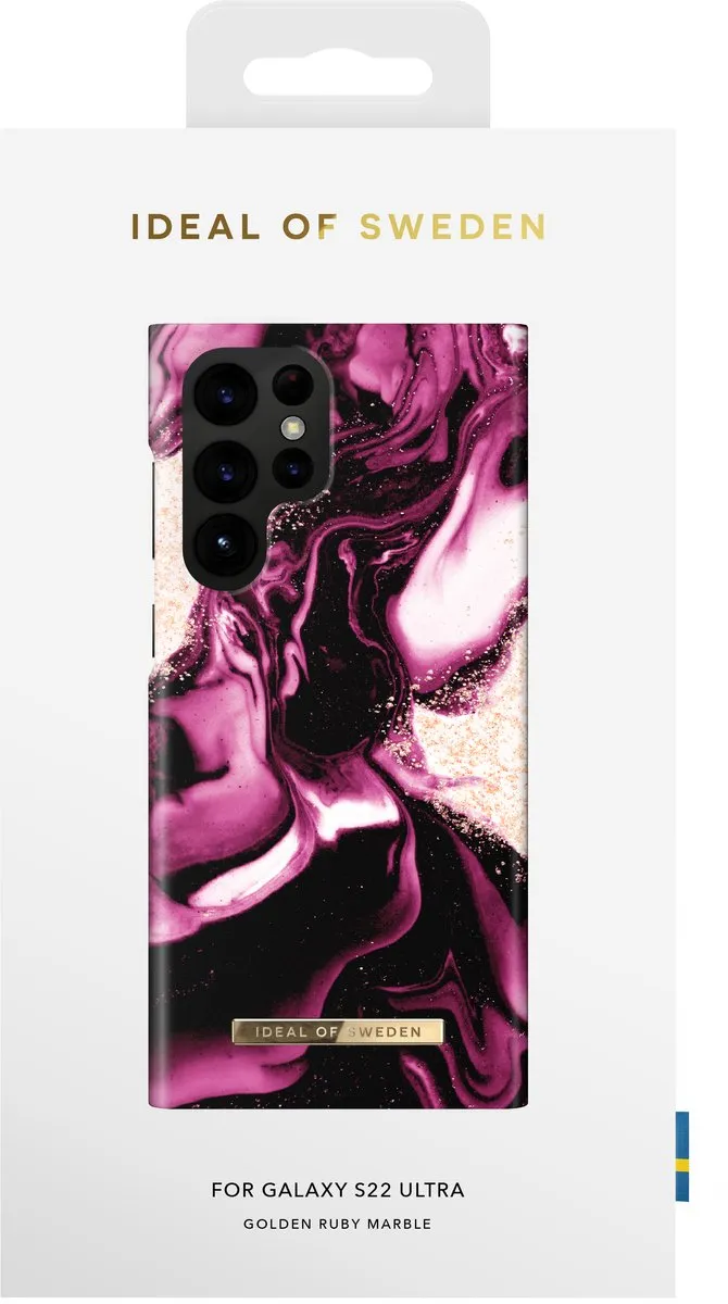 iDeal of Sweden Fashion Case IDFCAW21-S22U-319 - Samsung Galaxy S22 Ultra - Golden Ruby Marble - afbeelding 2 van 4