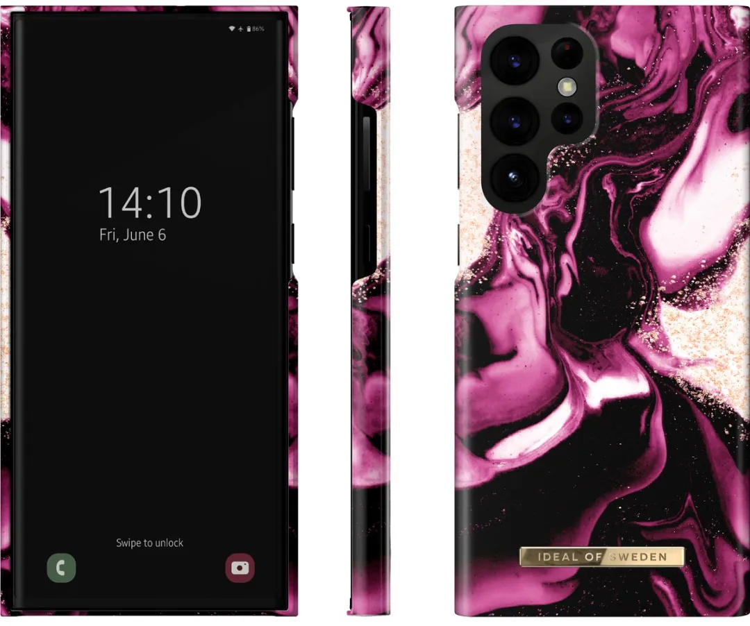 iDeal of Sweden Fashion Case IDFCAW21-S22U-319 - Samsung Galaxy S22 Ultra - Golden Ruby Marble - afbeelding 3 van 4