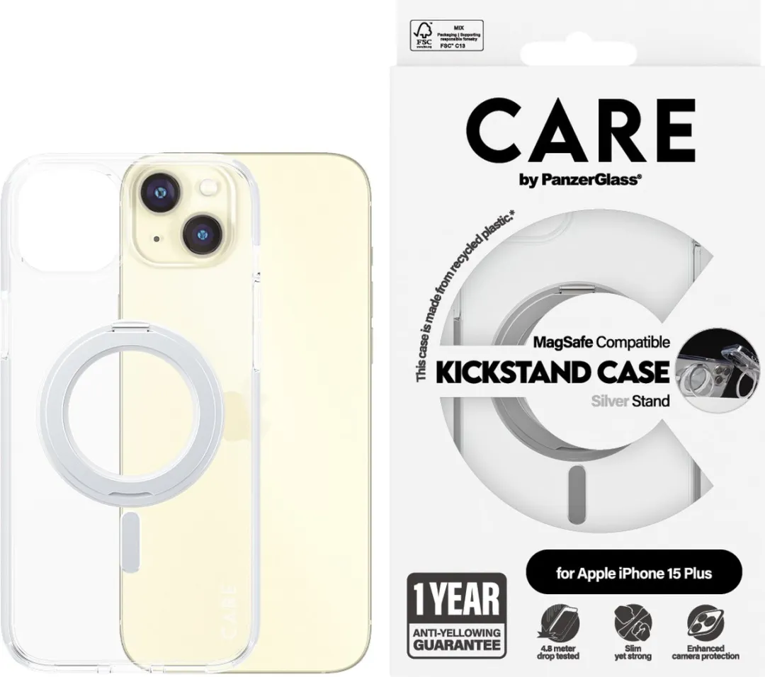 PanzerGlass CARE Kickstand iPhone 15 Plus - Zwart - 1416 - afbeelding 6 van 6