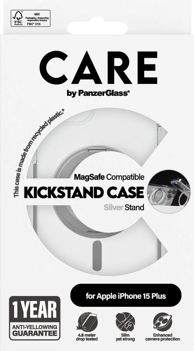 PanzerGlass CARE Kickstand iPhone 15 Plus - Zwart - 1416 - afbeelding 2 van 6