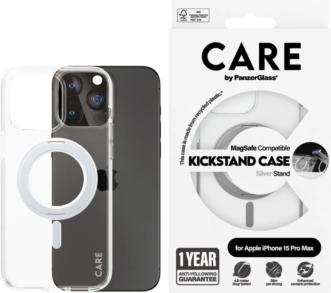 PanzerGlass CARE Kickstand iPhone 15 Plus - Zwart - 1416 - afbeelding 3 van 6