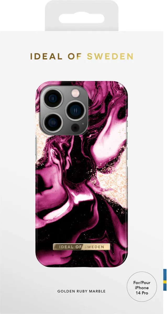 iDeal of Sweden iPhone 14 Pro Hoesje - Golden Ruby Marble - afbeelding 6 van 6