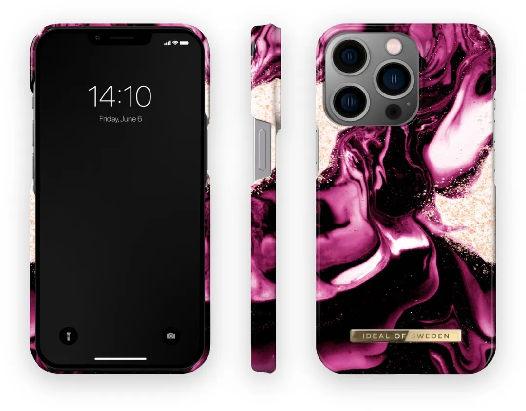 iDeal of Sweden iPhone 14 Pro Hoesje - Golden Ruby Marble