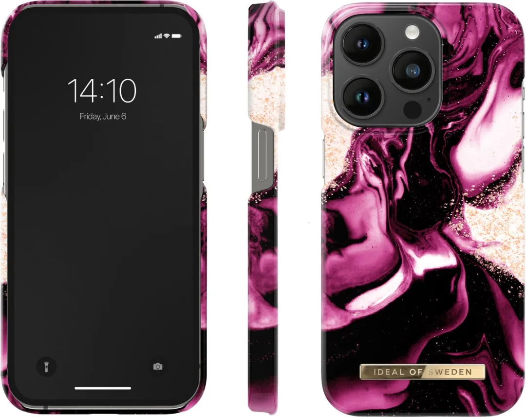 iDeal of Sweden iPhone 14 Pro Hoesje - Golden Ruby Marble