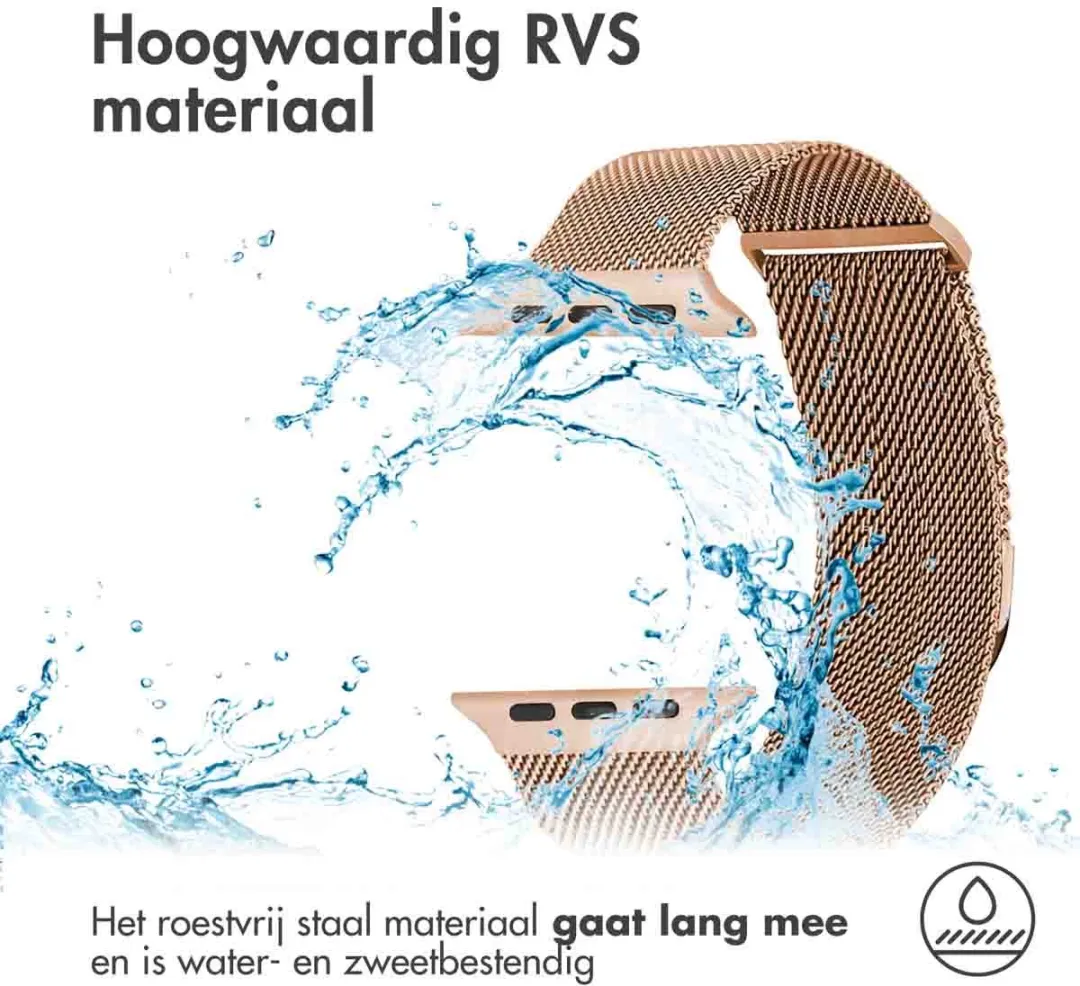 Imoshion Milanees Magnetisch Bandje Apple Watch - 44/45/46/49mm - Rosé Goud - afbeelding 6 van 6