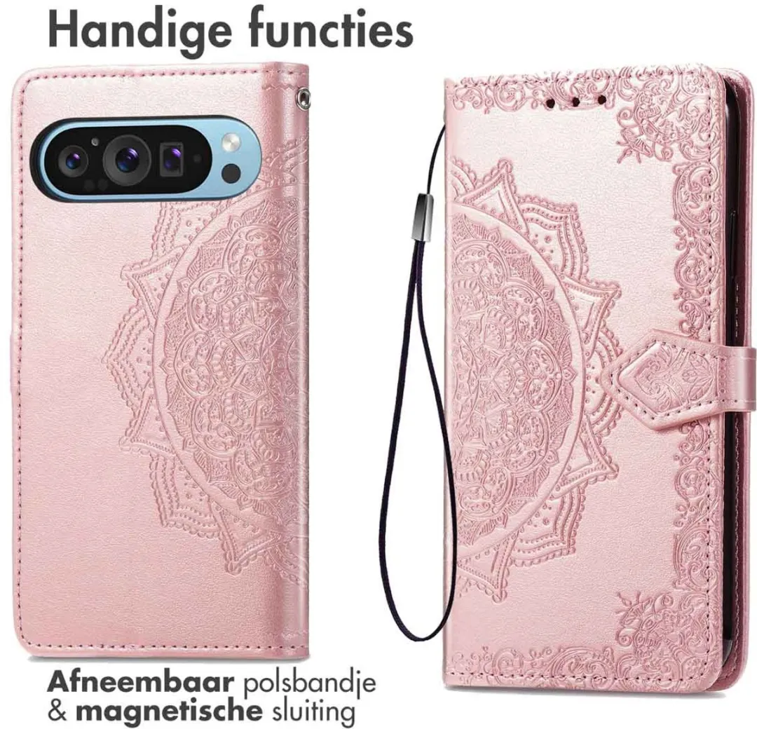 imoshion Hoesje Google Pixel 9 Pro XL Mandala Bookcase - Rosé Goud