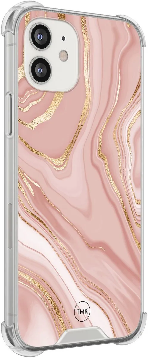 Casevibes iPhone 12 Mini Shockproof Hoesje - Roze Marble - A/i12m/S/005