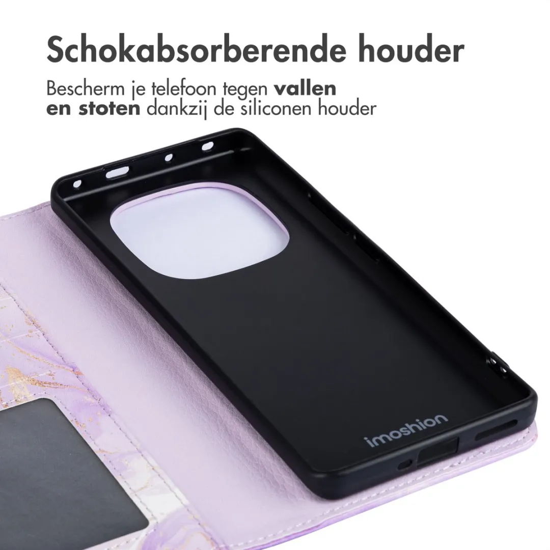 Imoshion Hoesje Xiaomi Redmi Note 14 Pro Plus 5G - Purple Marble - 3 Pasjes - afbeelding 6 van 6