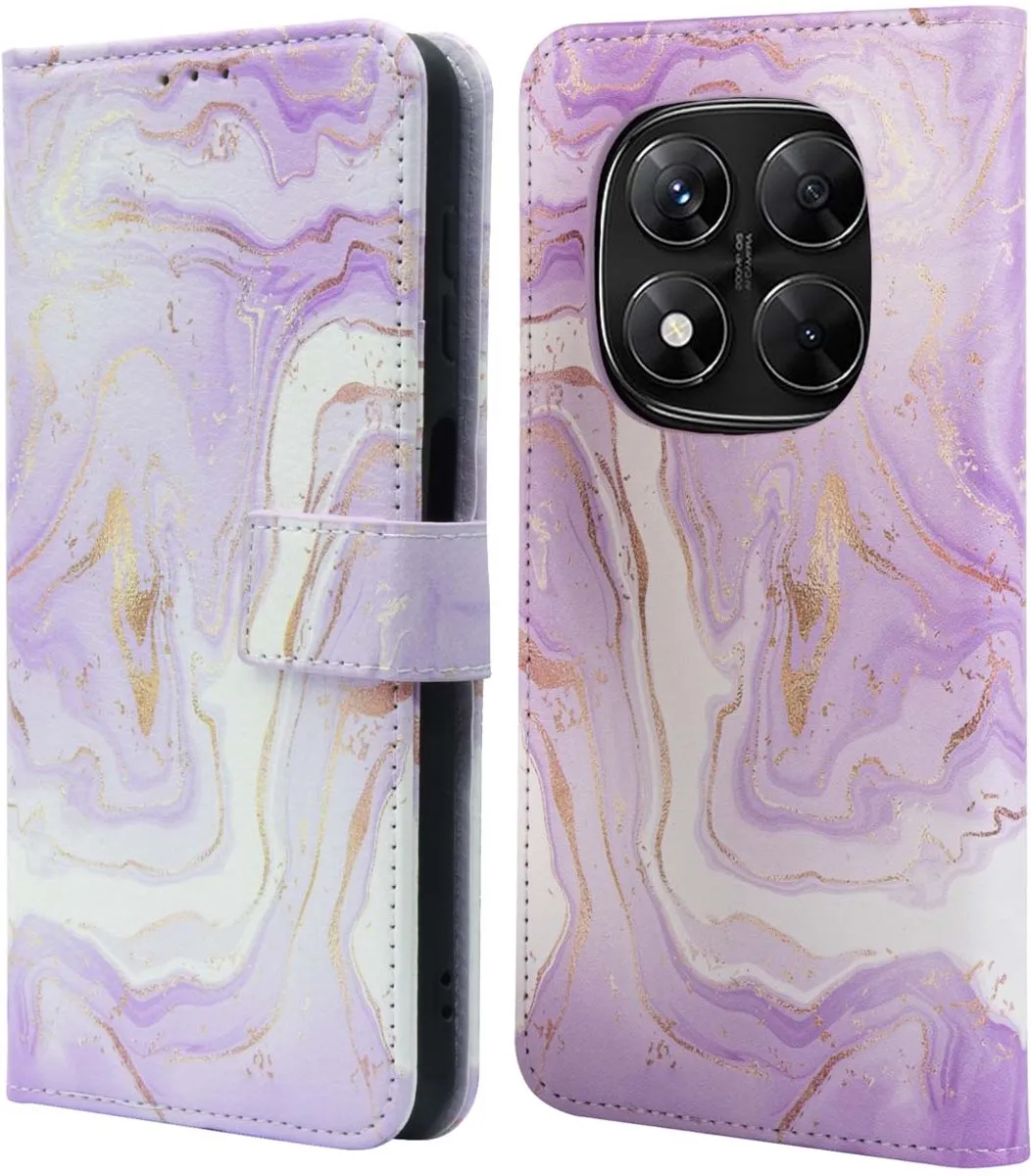 Imoshion Hoesje Xiaomi Redmi Note 14 Pro Plus 5G - Purple Marble - 3 Pasjes