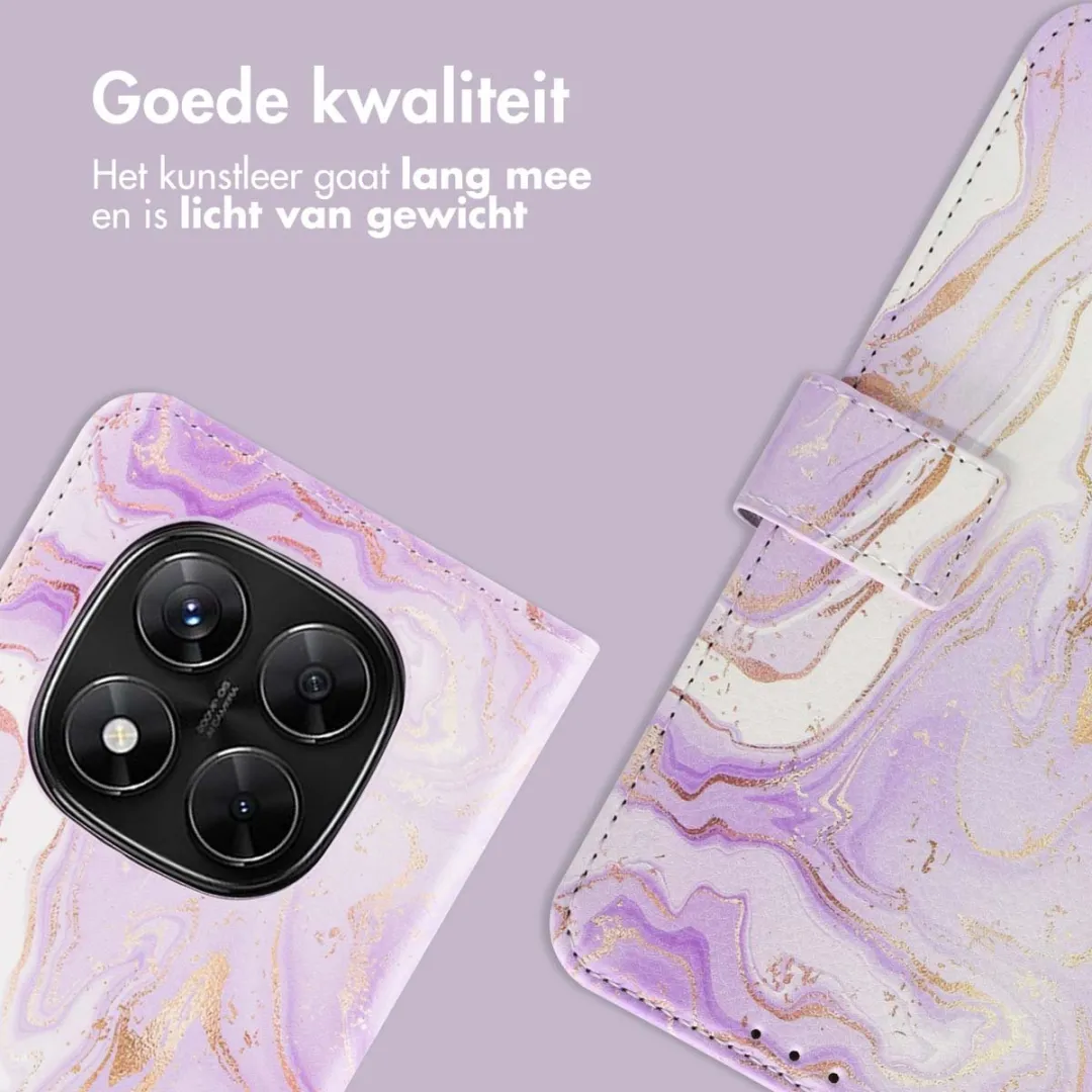 Imoshion Hoesje Xiaomi Redmi Note 14 Pro Plus 5G - Purple Marble - 3 Pasjes - afbeelding 2 van 6