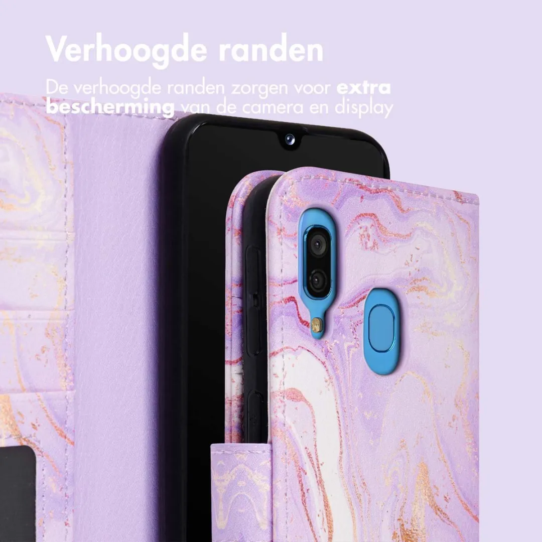 Imoshion Galaxy A40 Hoesje - Purple Marble - 3 Pasjes