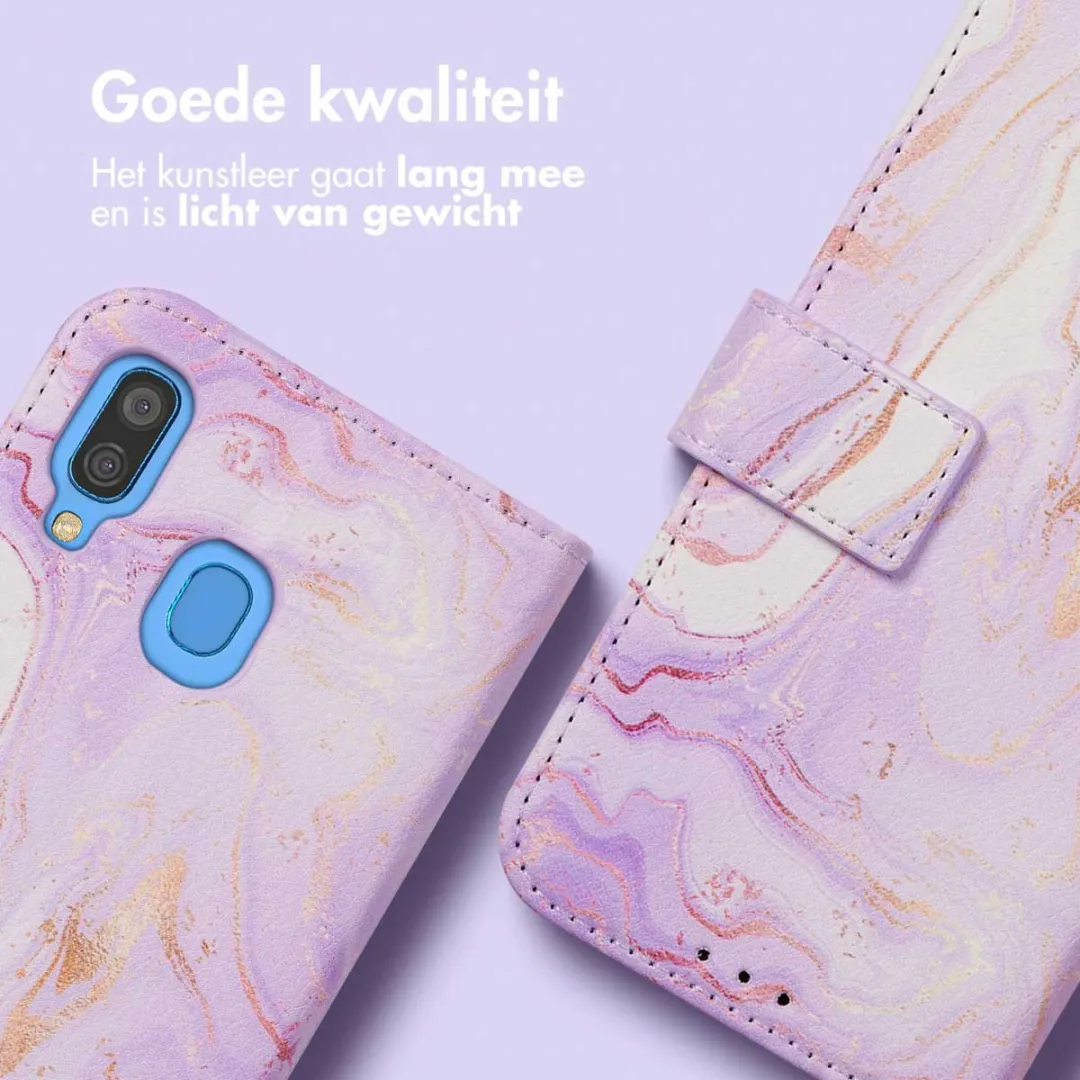 Imoshion Galaxy A40 Hoesje - Purple Marble - 3 Pasjes