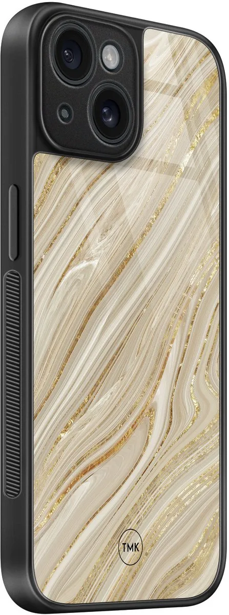 Casevibes iPhone 15 Hoesje Golden Marble - Goud