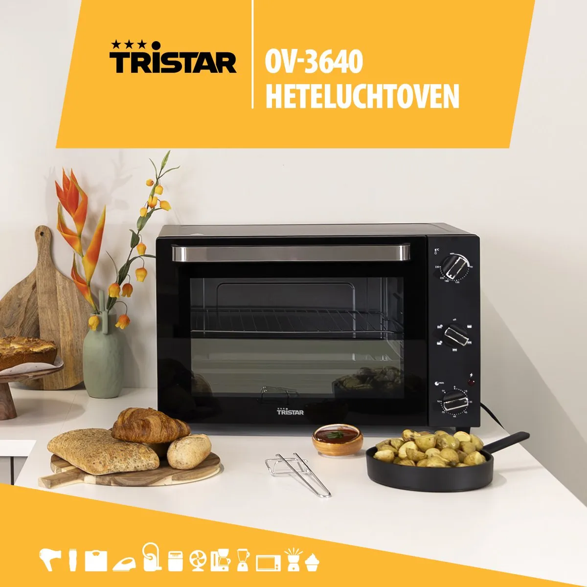 Tristar OV-3640 Vrijstaande Oven 2000W - 60L - Zwart - afbeelding 6 van 6