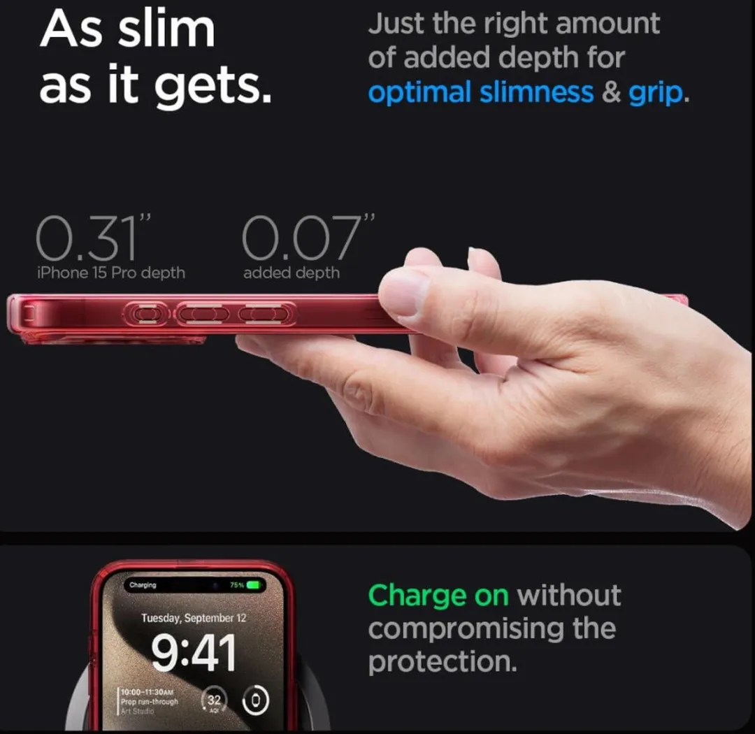 Spigen Ultra Hybrid Hoesje iPhone 15 Pro - Rood - MagSafe - afbeelding 6 van 6