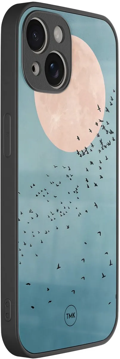 Casevibes iPhone 13 Moon Birds Hoesje - Blauw