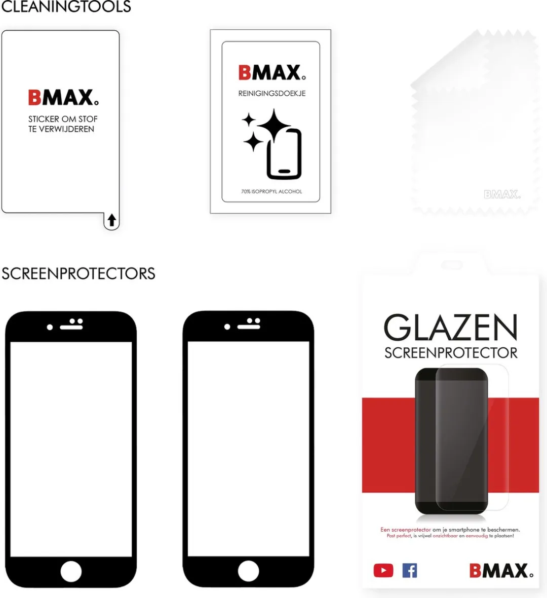 BMAX Glazen Screenprotector iPhone SE 2020 - 2 Stuks