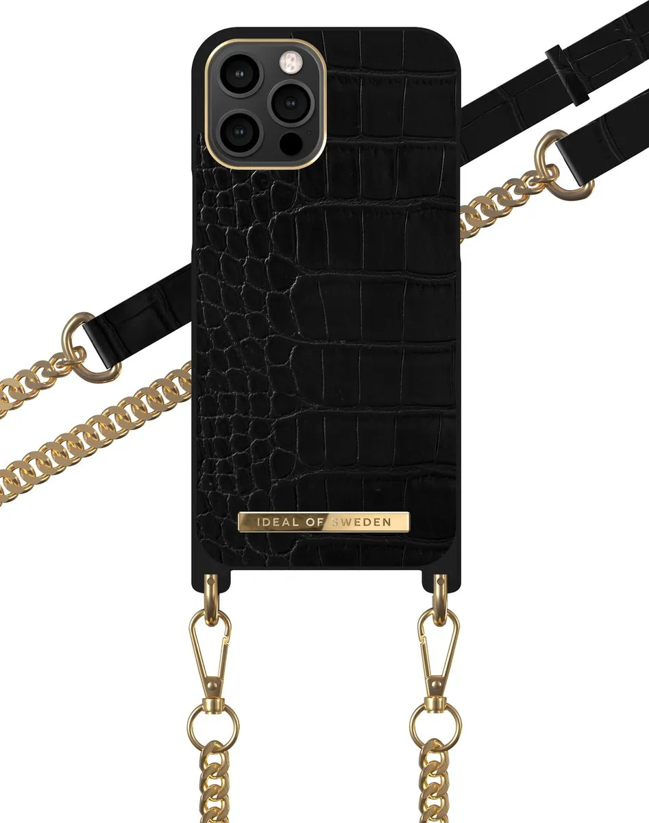 iDeal of Sweden iPhone 12 Pro Max Necklace Case - Jet Black Croco - IDNCSS20-I2067-207