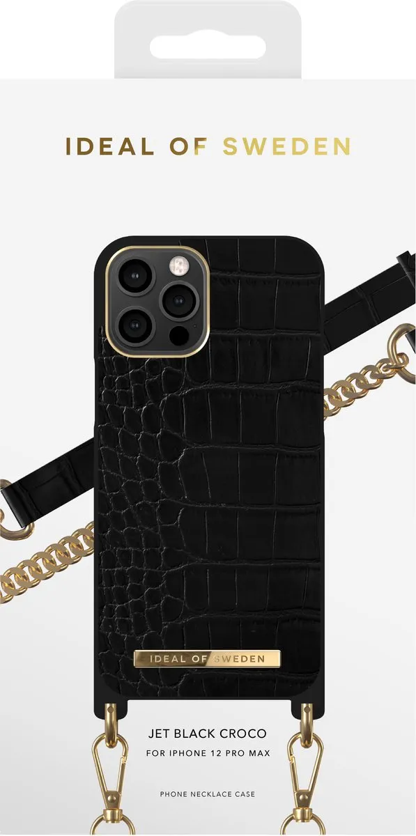 iDeal of Sweden iPhone 12 Pro Max Necklace Case - Jet Black Croco - IDNCSS20-I2067-207
