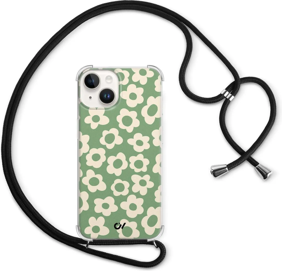 Casevibes Telefoonhoesje iPhone 14 C/14/UV/016 - Groen Retro Cute Flowers