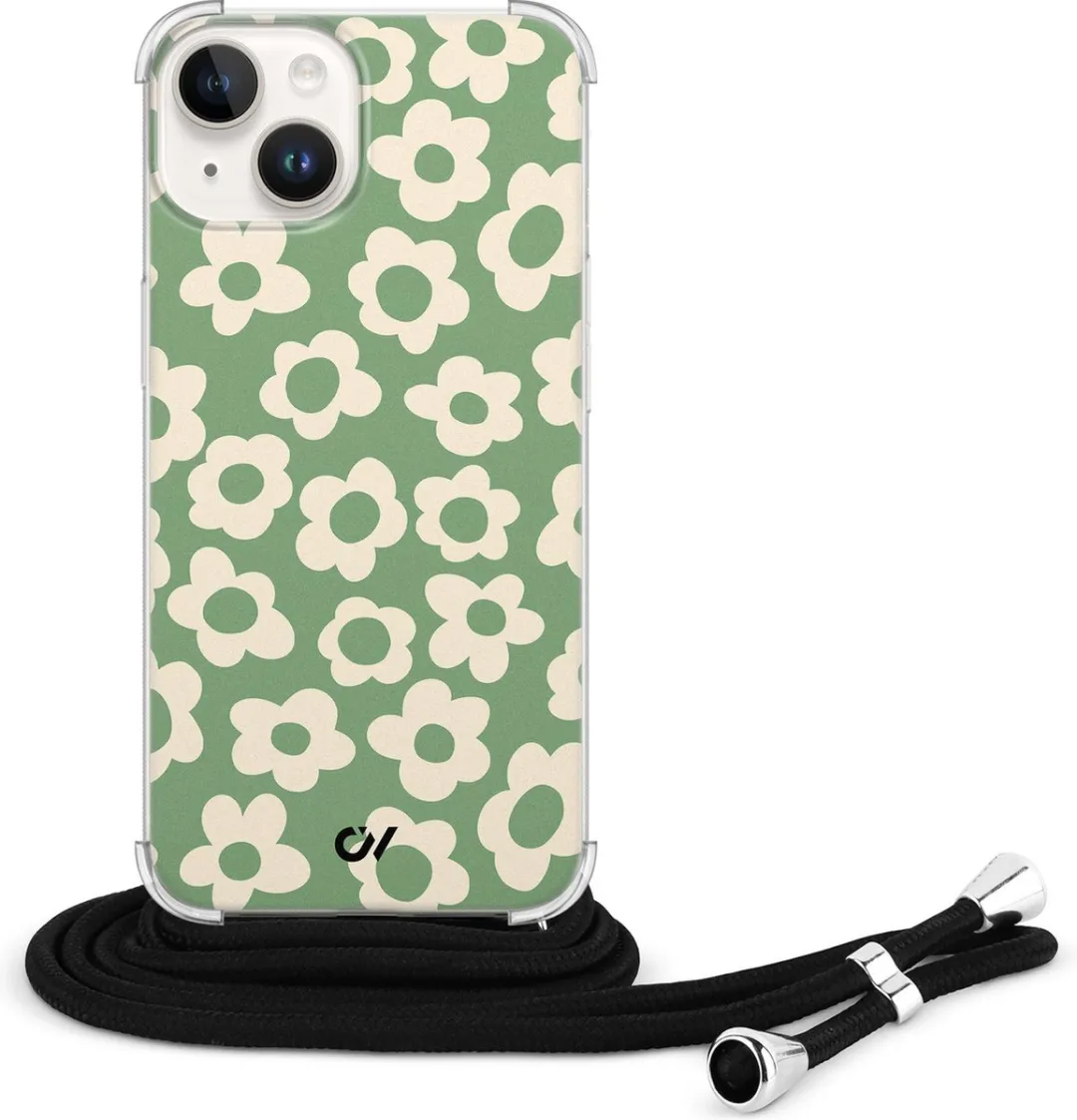 Casevibes Telefoonhoesje iPhone 14 C/14/UV/016 - Groen Retro Cute Flowers