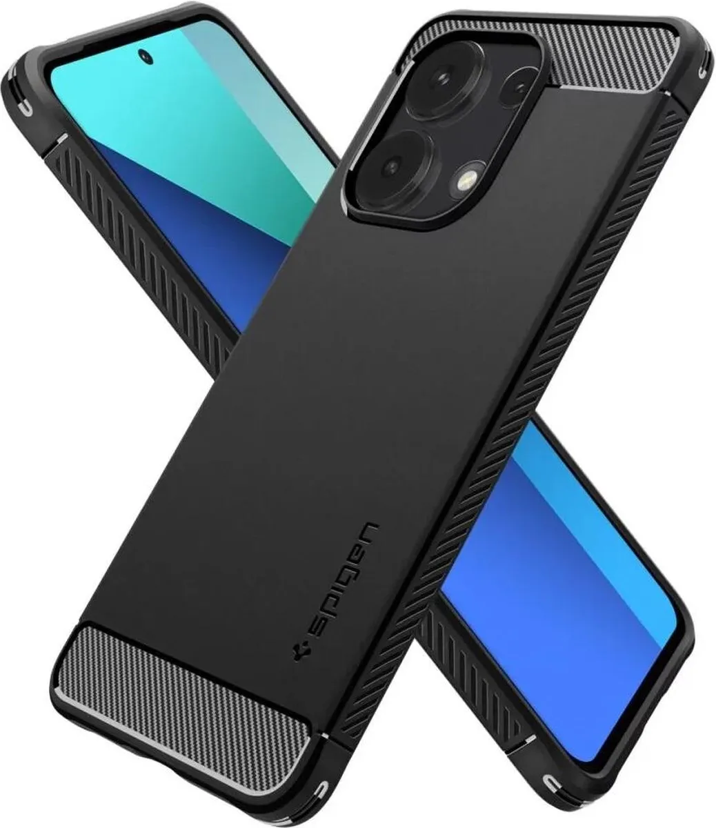 Spigen Rugged Armor Hoesje Xiaomi Redmi Note 13 4G - Carbon - Matte Zwart - afbeelding 5 van 6