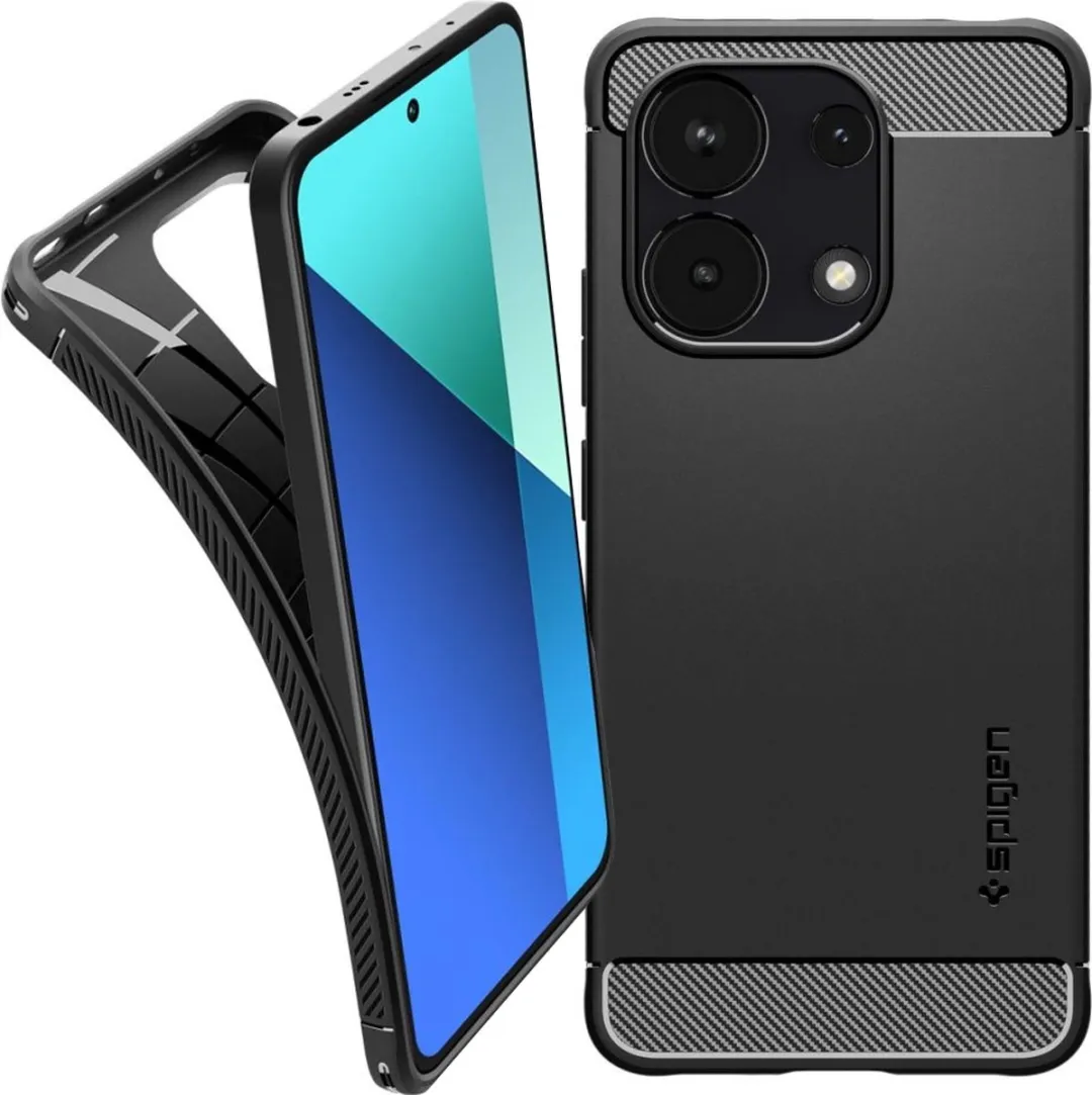 Spigen Rugged Armor Hoesje Xiaomi Redmi Note 13 4G - Carbon - Matte Zwart - afbeelding 2 van 6