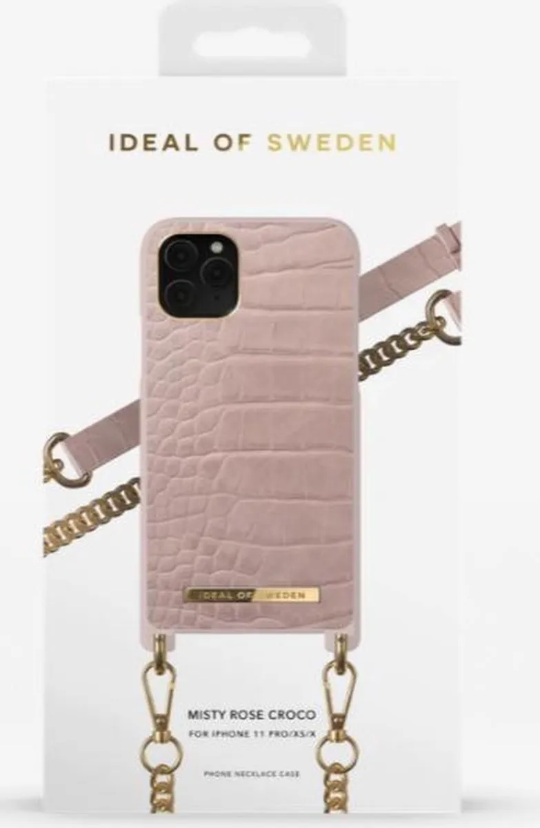 iDeal of Sweden Phone Necklace Case iPhone 11 Pro/XS/X - Misty Rose Croco - afbeelding 6 van 6