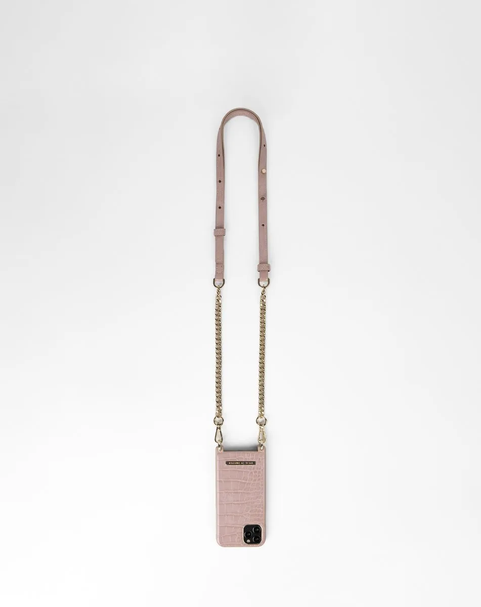 iDeal of Sweden Phone Necklace Case iPhone 11 Pro/XS/X - Misty Rose Croco - afbeelding 2 van 6