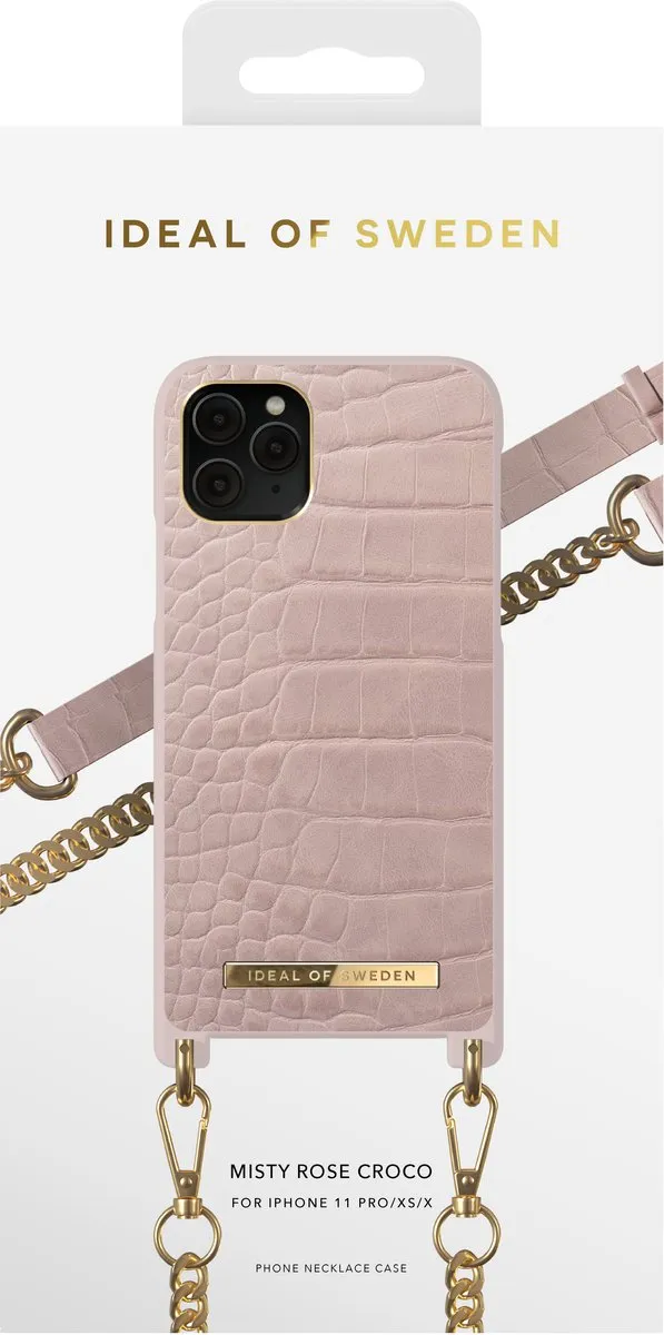 iDeal of Sweden Phone Necklace Case iPhone 11 Pro/XS/X - Misty Rose Croco - afbeelding 4 van 6