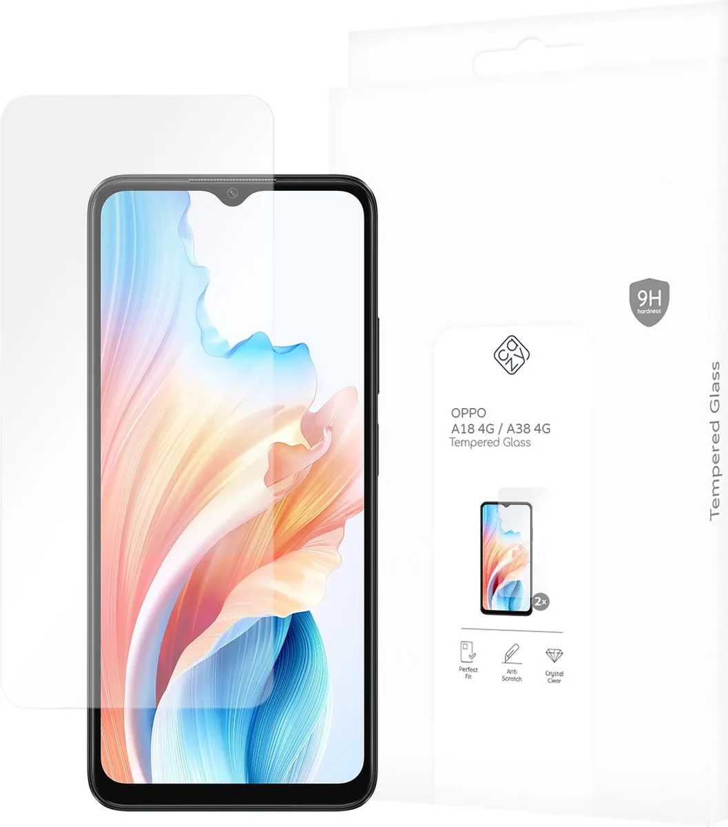 Just in Case Cazy Screenprotector Oppo A18/A38 - 2 Stuks - afbeelding 6 van 6