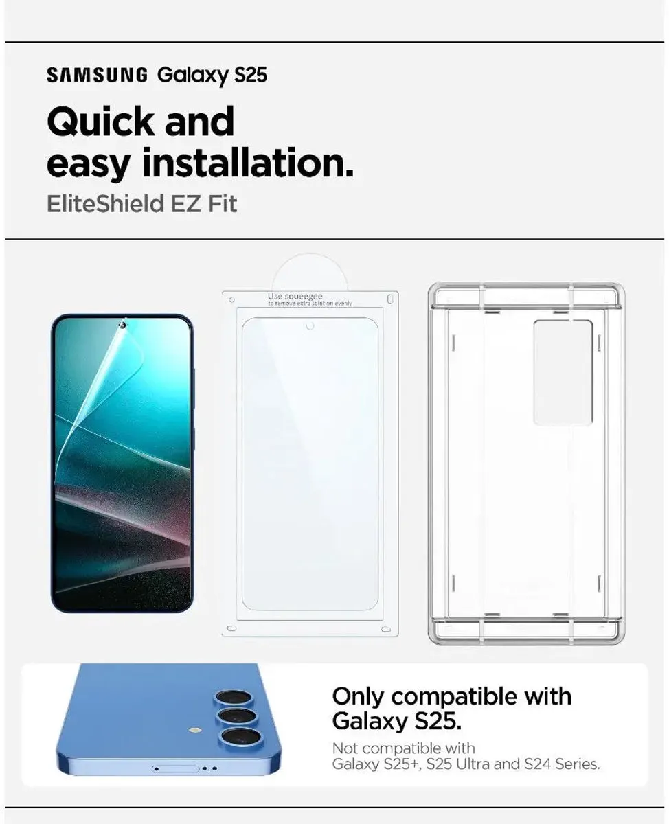 Spigen EliteShield EZ Fit Screenprotector Samsung Galaxy S25 - 1 Stuk