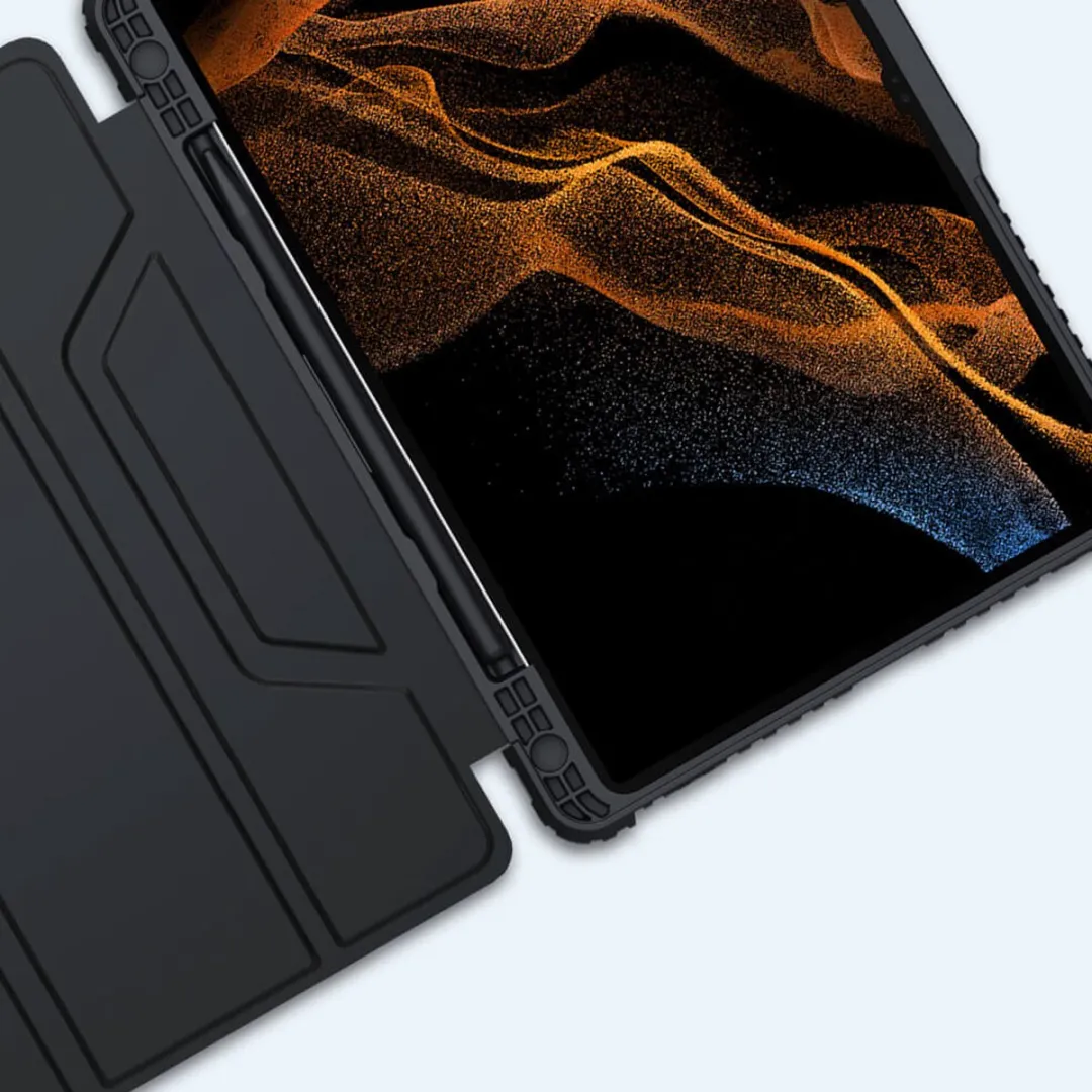 Nillkin PU Leren Extreme Tri-Fold Hoes Samsung Galaxy Tab S7 - Zwart - afbeelding 2 van 6