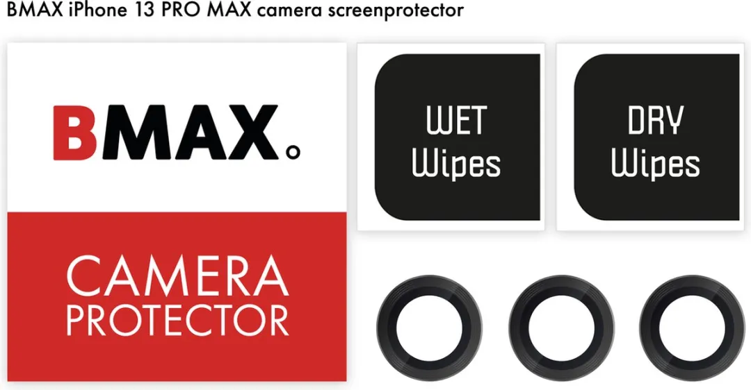 BMAX iPhone 13 Pro Max Camera Lens Protector - Zwart