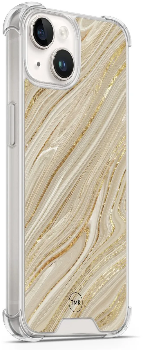 Casevibes iPhone 14 Shockproof Hoesje - Goud Marmer