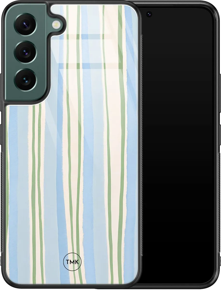 Casevibes Hoesje Samsung Galaxy S22 - Blauw Pastelstrepen