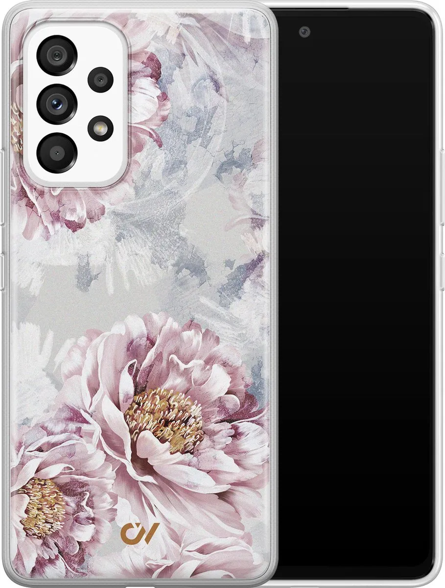 Casevibes Samsung Galaxy A53 Hoesje - Floral Print - Beige