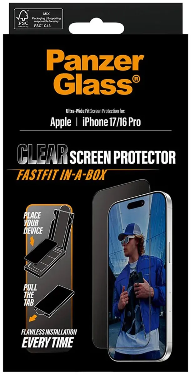 PanzerGlass FastFit iPhone 16 Pro Screenprotector Privacy - Case Friendly