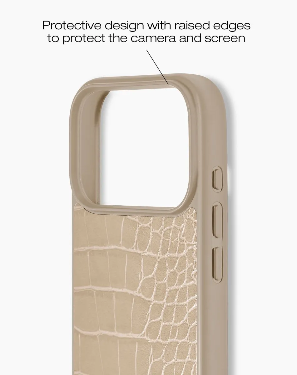iDeal of Sweden iPhone 17 Pro Max Vegan Leather Case Magsafe Warm Beige Croco - IDVLCMS-I2567P-456