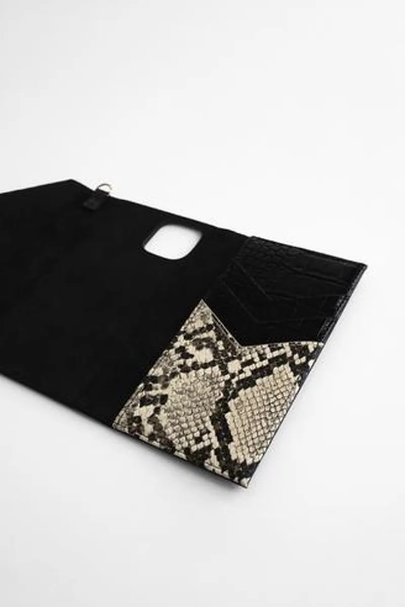 iDeal of Sweden Envelope Clutch iPhone 12 Mini - 3 Pasjes - Midnight Python
