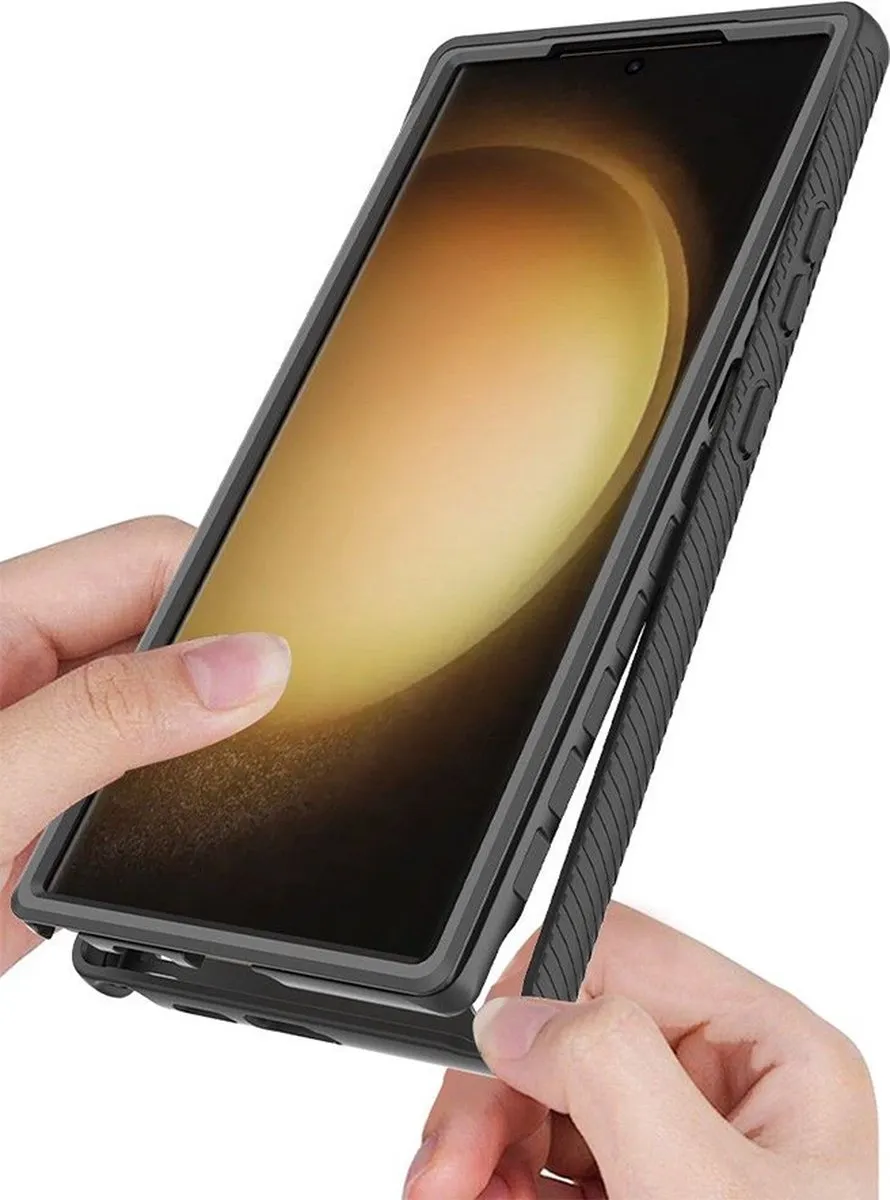 Just in Case Cazy Hoesje Samsung Galaxy S24 Ultra - 360° Full Protection - Zwart