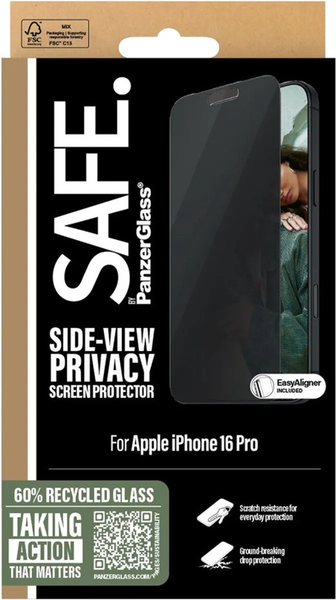 PanzerGlass SAFE Privacy Screenprotector iPhone 16 Pro - 6257994