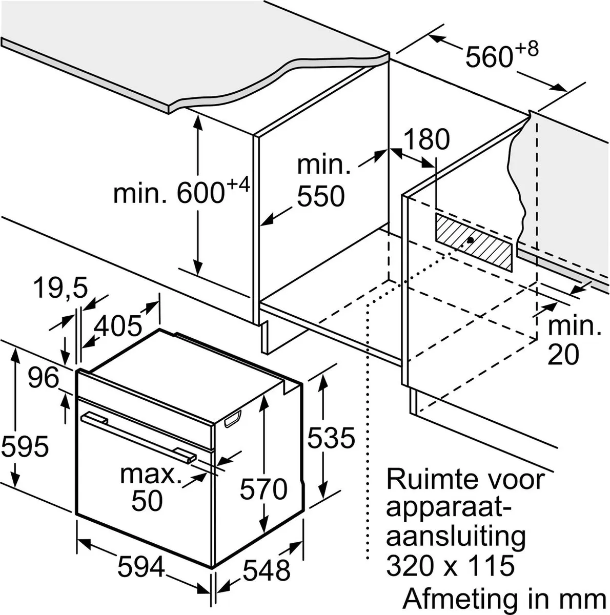 Bosch HRG578BB7 Serie 6 Inbouwoven 71L - Zwart