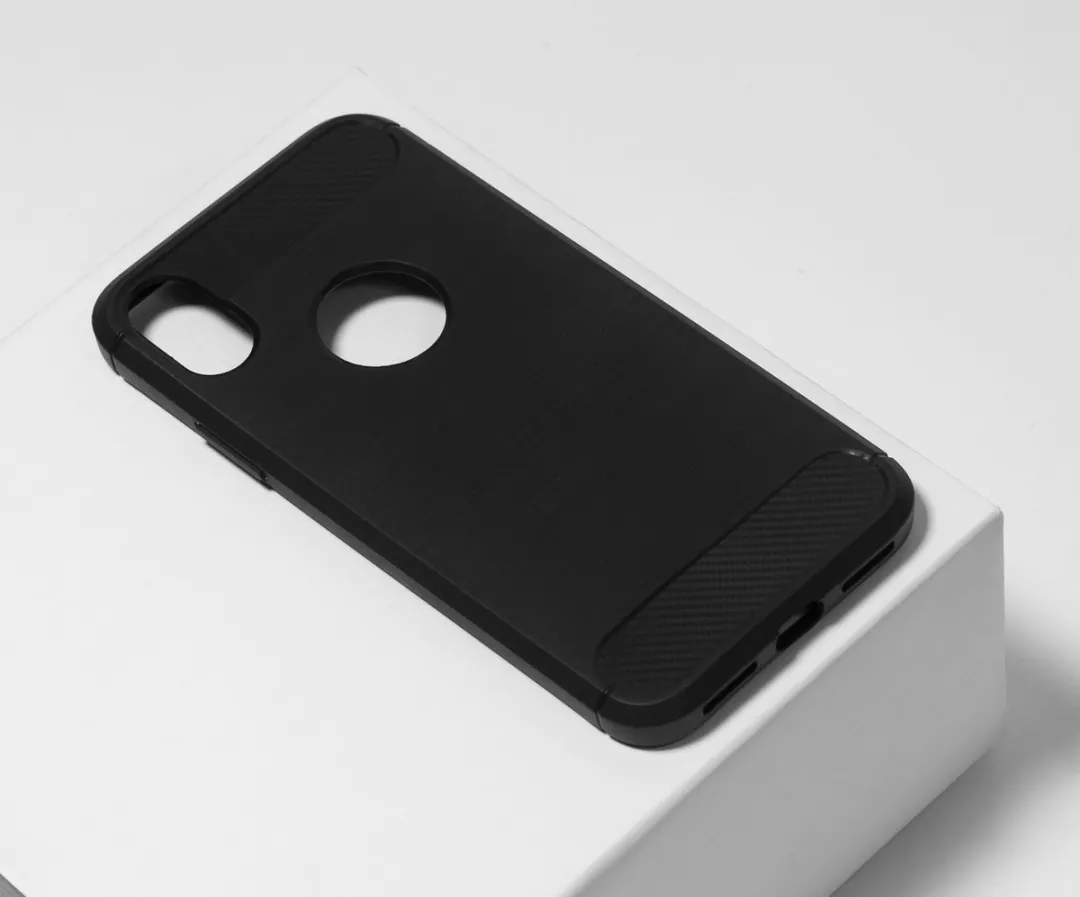 BMAX Carbon Hoesje iPhone X/XS - Zwart