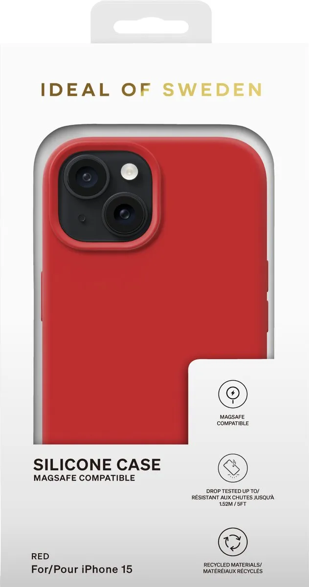 iDeal of Sweden iPhone 15 Silicone Case MagSafe - Rood - afbeelding 4 van 5