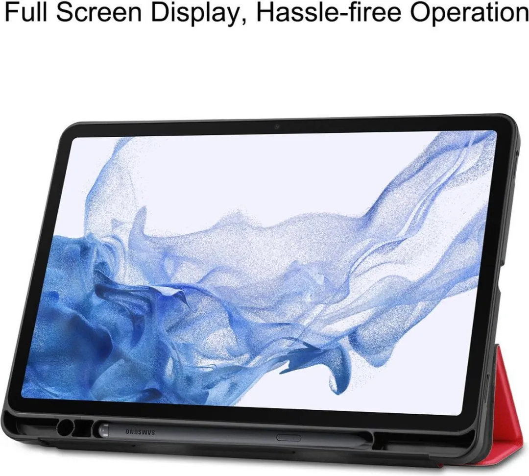 Just in Case Smart Tri-Fold Samsung Galaxy Tab S8/S7 Book Case - Rood - afbeelding 6 van 6