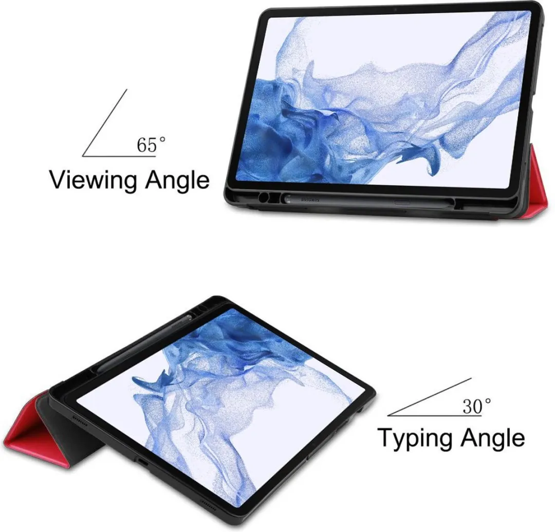 Just in Case Smart Tri-Fold Samsung Galaxy Tab S8/S7 Book Case - Rood