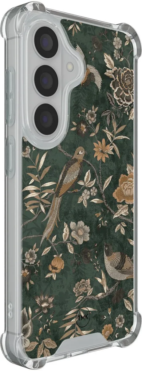 Casevibes S26 Shockproof Hoesje - Khaki Golden Flowers - Groen